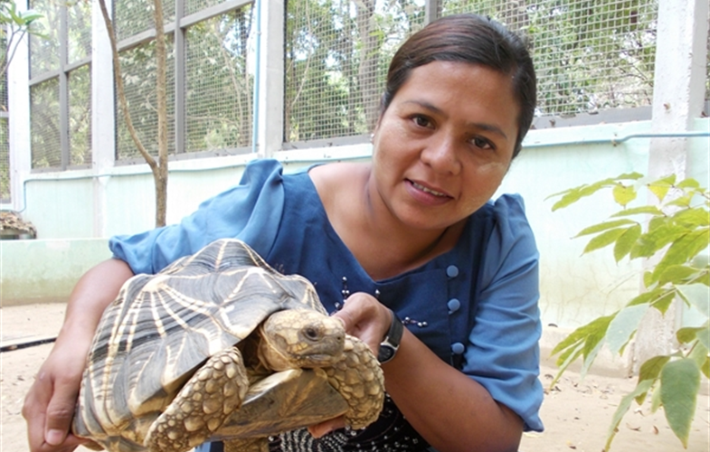 Kalyar Platt with Burmese Star Tortoise cr: Steven Platt/WCS